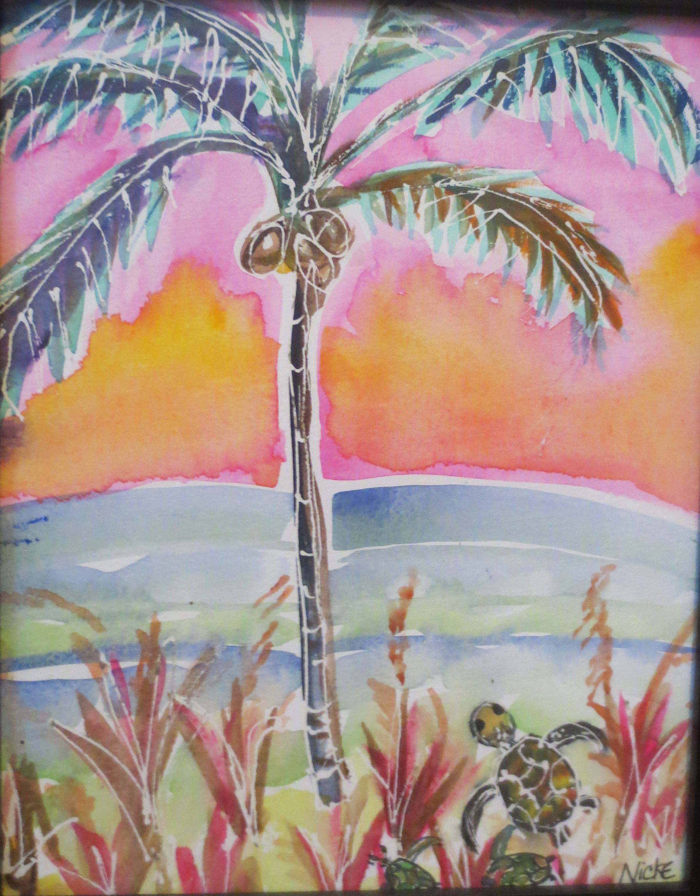 palm tree and turtle